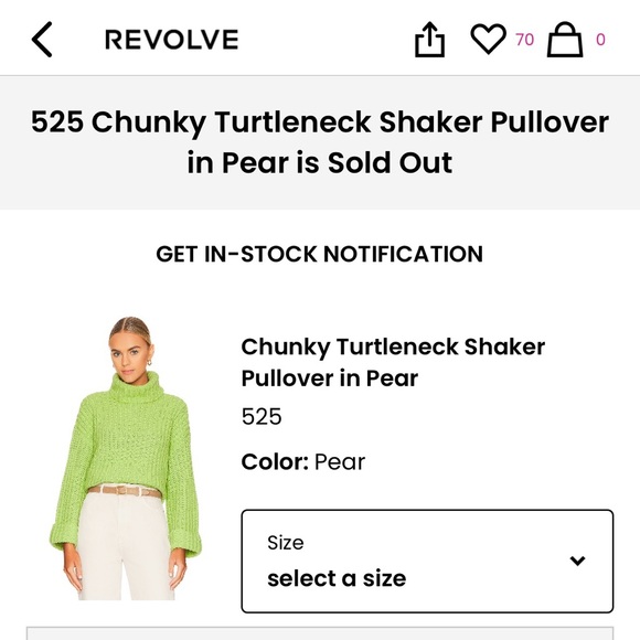 Chunky turtleneck shaker pullover in pear. From revolve. Brand 525 america 💚 XS - Picture 3 of 6
